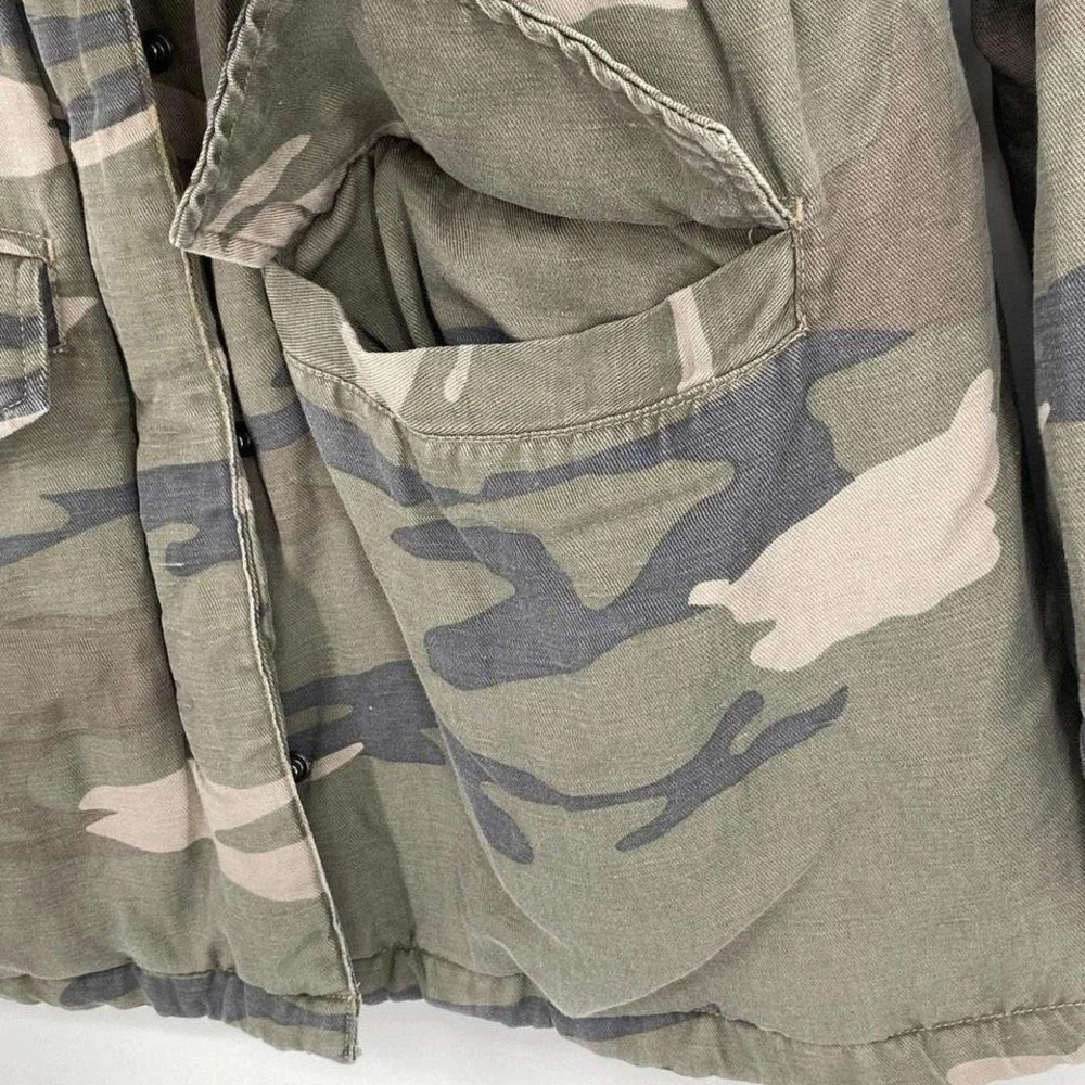 Rails Whitaker Sage Camo Drawstring Utility Jacket Fur Lined Heavy Winter Coat M